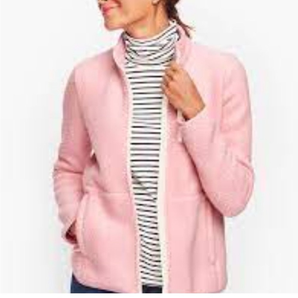 T by Talbots Blush Pink Fleecy Full Zip Jacket Size L